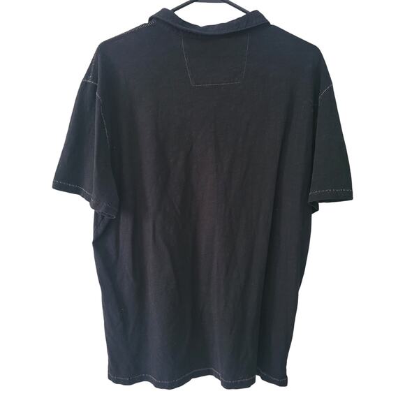 John Varvatos Star USA Size L Black Peace Polo shirt modern minimal sleek smart - Picture 2 of 11